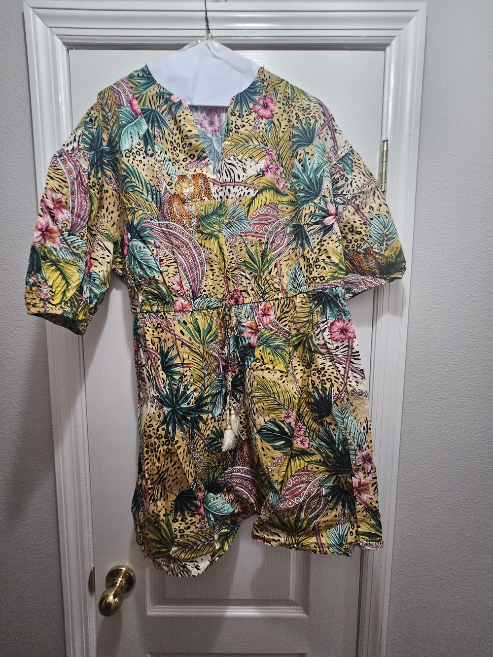 Tropical Floral Print Dress in Yellow and Green